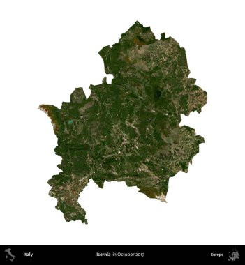İsernia. İtalya 'nın idari bölgesi, Ekim 2017' de çekilen Kopernik Nöbetçi karolarından oluşan bir uydu görüntüsü ile beyaza izole edildi.