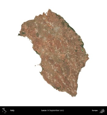 - Lecce. İtalya 'nın idari bölgesi, Eylül 2017' de çekilen Kopernik Nöbetçi karolarından oluşan bir uydu görüntüsü ile beyaza izole edildi.