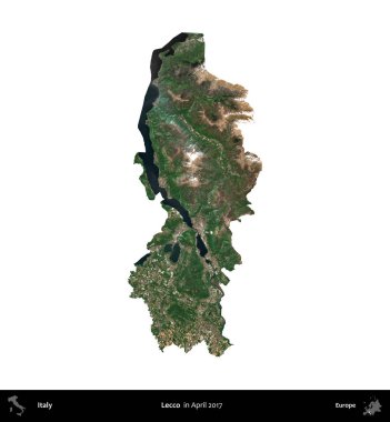 - Lecco. İtalya 'nın idari bölgesi, Nisan 2017' de çekilen Kopernik Nöbetçi karolarından oluşan bir uydu görüntüsü ile beyaza izole edildi.