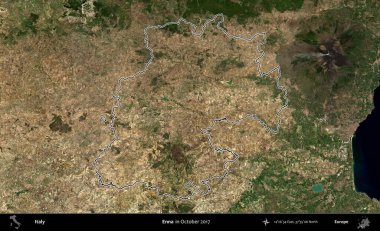 Enna. İtalya 'nın idari bölgesi, Ekim 2017' de çekilen Kopernik Nöbetçi karolarından oluşan bir uydu görüntüsüyle özetlenmiştir.