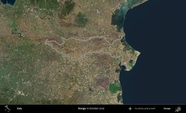 Rovigo. İtalya 'nın idari bölgesi, Ekim 2019' da çekilen Kopernik Nöbetçi karolarından oluşan bir uydu görüntüsüyle özetlenmiştir.