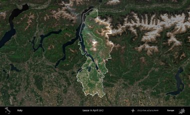 - Lecco. İtalya 'nın idari alanı, Nisan 2017' de çekilen Kopernik Sentinel karolarından oluşan koyu renkli bir uydu görüntüsü üzerinde vurgulandı ve özetlendi.