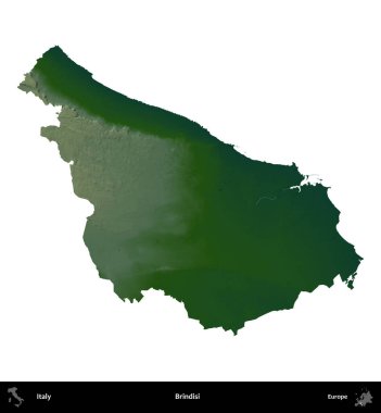 Brindisi. İtalya 'nın idari bölgesi renkli bir yükseklik haritasında beyaza izole edilmiş