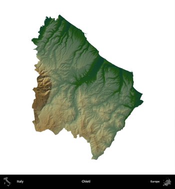 Chieti. İtalya 'nın idari bölgesi renkli bir yükseklik haritasında beyaza izole edilmiş