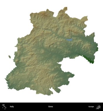 Enna. İtalya 'nın idari bölgesi renkli bir yükseklik haritasında beyaza izole edilmiş
