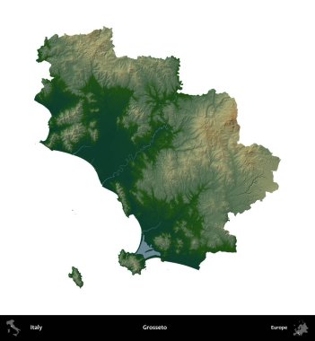 İğrençsin. İtalya 'nın idari bölgesi renkli bir yükseklik haritasında beyaza izole edilmiş