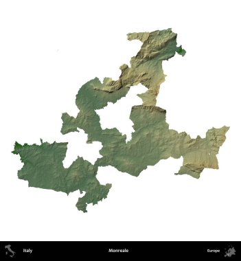 Tek gerçek. İtalya 'nın idari bölgesi renkli bir yükseklik haritasında beyaza izole edilmiş