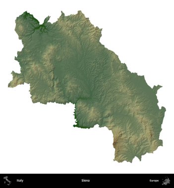 Siena. İtalya 'nın idari bölgesi renkli bir yükseklik haritasında beyaza izole edilmiş