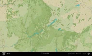 Bir Baixa Limia. İspanya 'nın Topografik İnsani Stil Haritası İdari Alanı