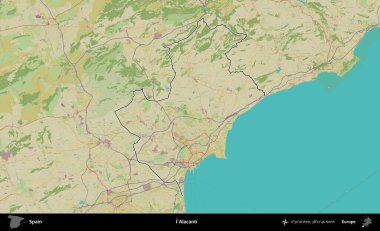 Alacanti. İspanya 'nın idari alanı Topografik İnsani Stil Haritası' nda belirtilmiştir