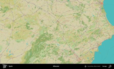 Albacete. İspanya 'nın Topografik İnsani Stil Haritası İdari Alanı