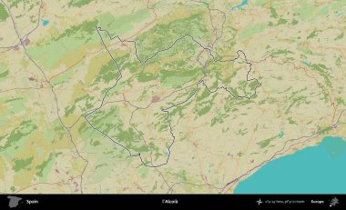 Alcoia 'da. İspanya 'nın idari alanı Topografik İnsani Stil Haritası' nda belirtilmiştir