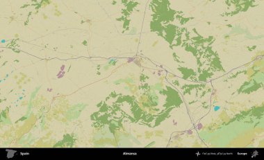 Almansa. İspanya 'nın Topografik İnsani Stil Haritası İdari Alanı