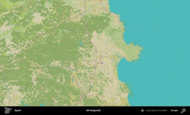 Alt Emporda. İspanya 'nın Topografik İnsani Stil Haritası İdari Alanı