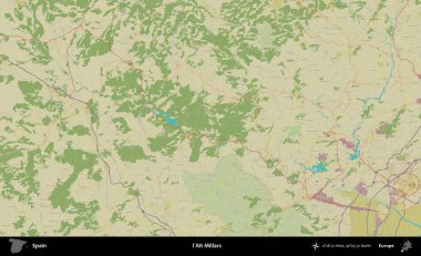 I 'Alt Millars. İspanya 'nın Topografik İnsani Stil Haritası İdari Alanı