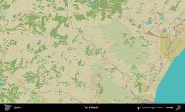 l'Alt Palancia. İspanya 'nın Topografik İnsani Stil Haritası İdari Alanı