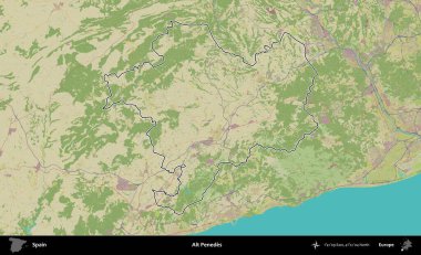 Alt Penedes. İspanya 'nın idari alanı Topografik İnsani Stil Haritası' nda belirtilmiştir