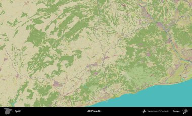 Alt Penedes. İspanya 'nın Topografik İnsani Stil Haritası İdari Alanı
