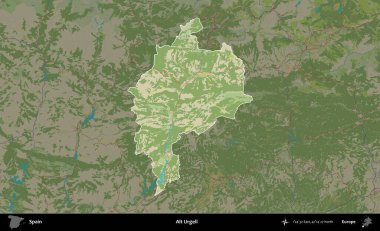 Alt Urgell. İspanya 'nın idari alanı karartılmış Topografik İnsani Yardım Stili Haritasında vurgulanmış ve özetlenmiştir