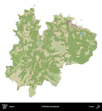 Bir Marina Occidental. İspanya 'nın idari bölgesi Topografik İnsani Stil Haritasında beyaza izole edildi