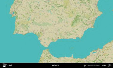Endülüs. İspanya 'nın Topografik İnsani Stil Haritası İdari Alanı