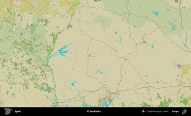 El Andevalo. İspanya 'nın Topografik İnsani Stil Haritası İdari Alanı