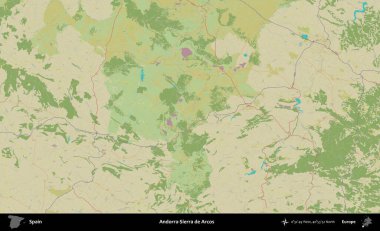 Andorra-Sierra de Arcos. İspanya 'nın Topografik İnsani Stil Haritası İdari Alanı