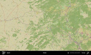 Anoia. İspanya 'nın Topografik İnsani Stil Haritası İdari Alanı