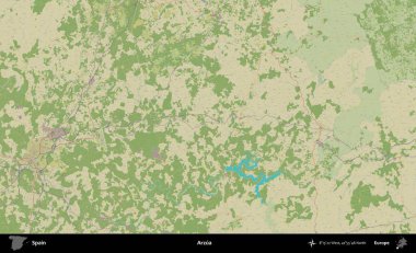 Arzua. İspanya 'nın Topografik İnsani Stil Haritası İdari Alanı