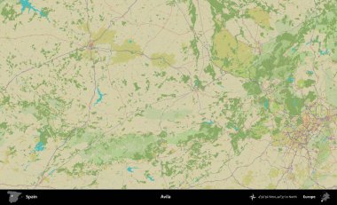 Avila. İspanya 'nın Topografik İnsani Stil Haritası İdari Alanı