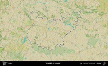 İl de Badajoz. İspanya 'nın idari alanı Topografik İnsani Stil Haritası' nda belirtilmiştir