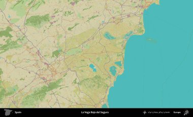 La Vega Baja del Segura. İspanya 'nın Topografik İnsani Stil Haritası İdari Alanı