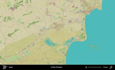 el Baix Vinalopo. İspanya 'nın Topografik İnsani Stil Haritası İdari Alanı