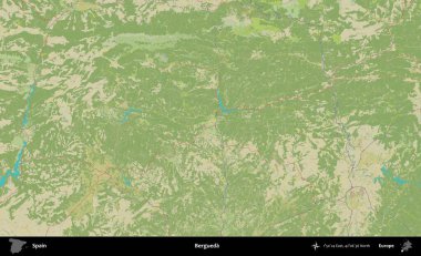 Bergueda. İspanya 'nın Topografik İnsani Stil Haritası İdari Alanı