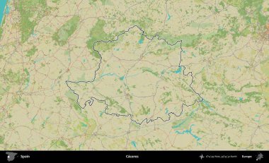 Caceres. İspanya 'nın idari alanı Topografik İnsani Stil Haritası' nda belirtilmiştir