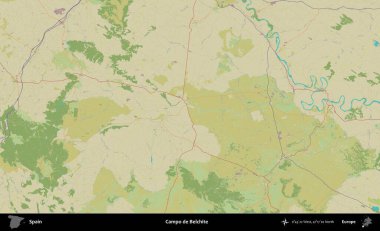 Campo de Belchite 'de. İspanya 'nın Topografik İnsani Stil Haritası İdari Alanı
