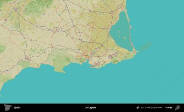 Cartagena 'da. İspanya 'nın Topografik İnsani Stil Haritası İdari Alanı