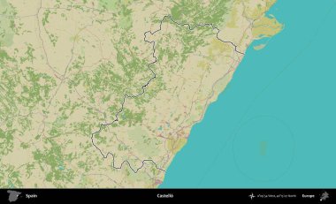 Castello. İspanya 'nın idari alanı Topografik İnsani Stil Haritası' nda belirtilmiştir