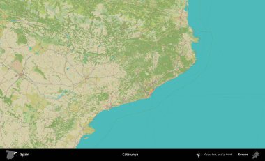 Katalunya. İspanya 'nın Topografik İnsani Stil Haritası İdari Alanı
