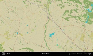 Cinca Medio. İspanya 'nın Topografik İnsani Stil Haritası İdari Alanı