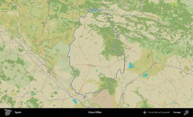 Cinco Villası. İspanya 'nın idari alanı Topografik İnsani Stil Haritası' nda belirtilmiştir