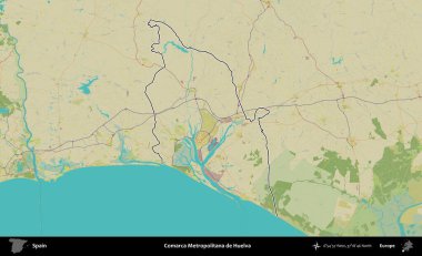 Comarca Metropolitana de Huelva. İspanya 'nın idari alanı Topografik İnsani Stil Haritası' nda belirtilmiştir