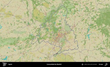 Comunidad de Madrid 'de. İspanya 'nın idari alanı Topografik İnsani Stil Haritası' nda belirtilmiştir