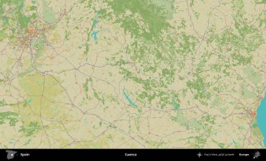 Cuenca. İspanya 'nın Topografik İnsani Stil Haritası İdari Alanı
