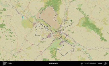 Kırsal Dağıtım. İspanya 'nın idari alanı Topografik İnsani Stil Haritası' nda belirtilmiştir