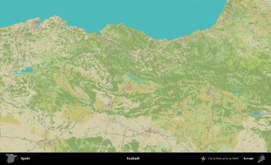 Euskadi. İspanya 'nın Topografik İnsani Stil Haritası İdari Alanı