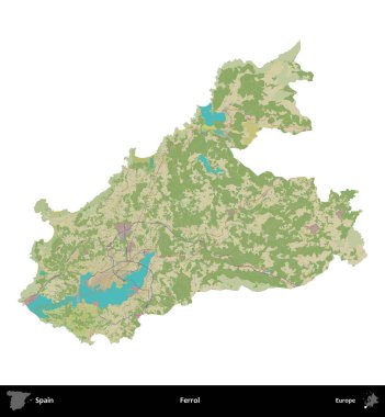 Gelincik. İspanya 'nın idari bölgesi Topografik İnsani Stil Haritasında beyaza izole edildi