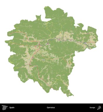 Boğulma. İspanya 'nın idari bölgesi Topografik İnsani Stil Haritasında beyaza izole edildi