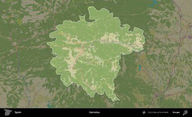 Boğulma. İspanya 'nın idari alanı karartılmış Topografik İnsani Yardım Stili Haritasında vurgulanmış ve özetlenmiştir