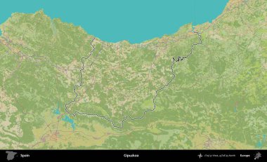 Gipuzkoa. İspanya 'nın idari alanı Topografik İnsani Stil Haritası' nda belirtilmiştir